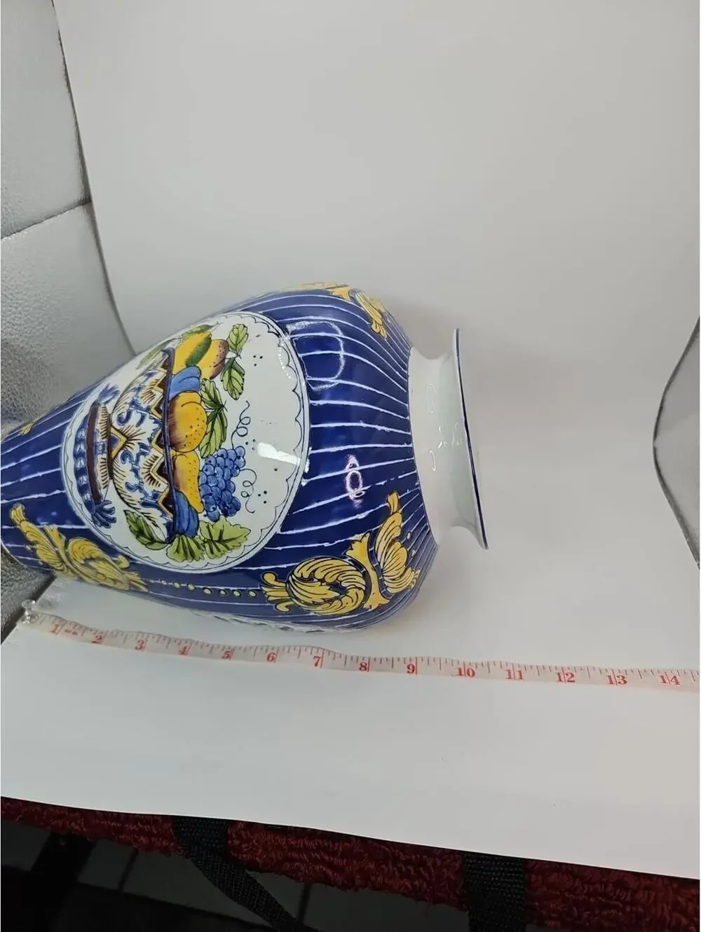 Vintage Porcelain Hand Painted Enamel Fruit Basket Decoration Large Vase 10